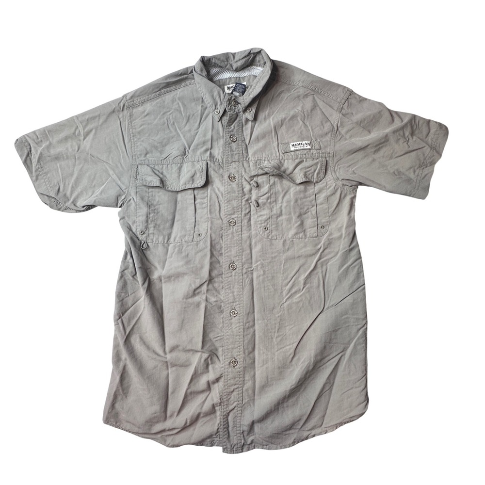 Magellan Fishing Shirt Men S Khaki Laguna Madre S/S Vented Utility Pockets